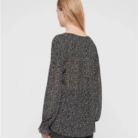 Allsaints semi sheer rockstar top polka dots penny splash v-neck - Picture 5 of 6